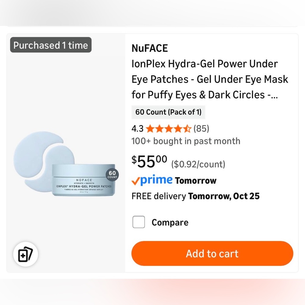 NuFace IonPlex Hydra-Gel Eye Patches.